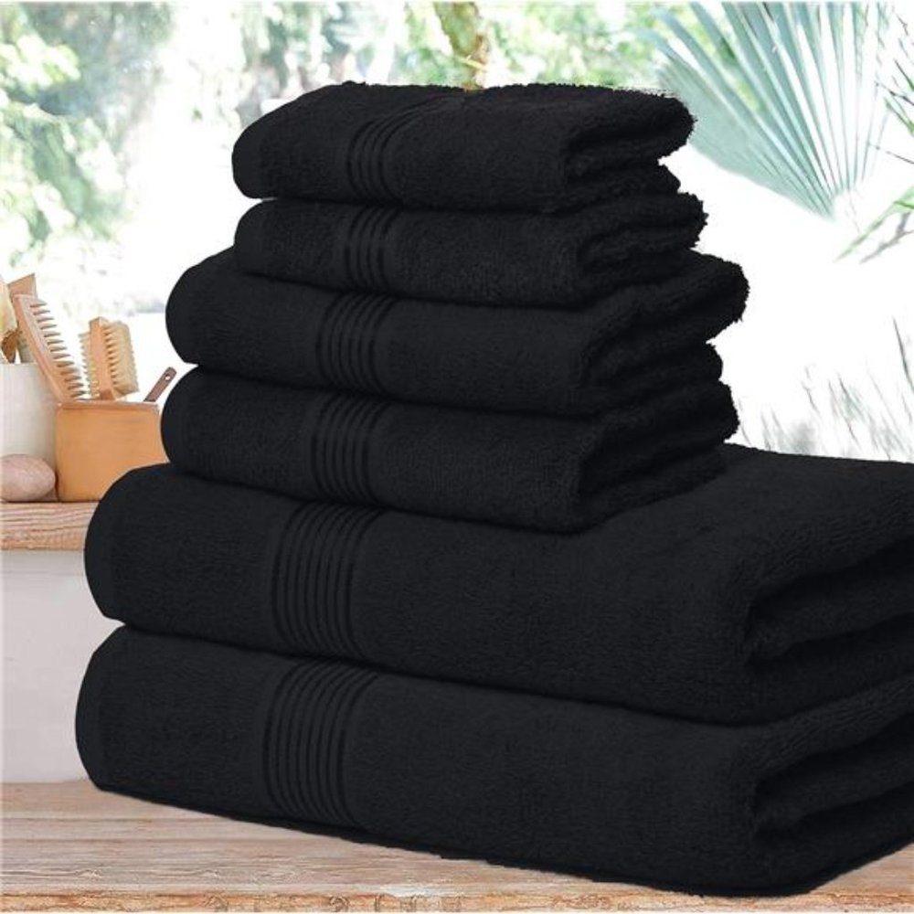 Home Ultra Soft 6 Pack Cotton Towel Set, Contains 2 Bath Towels 28x55 inch